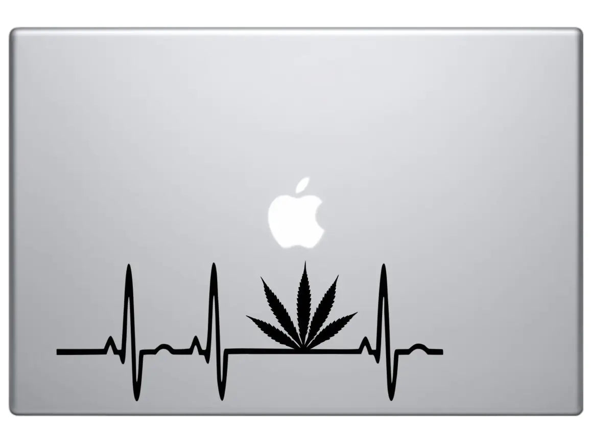 Arts Cannabis Heartbeat MARIJUANA LEAF WEED POT- Car Truck Notebook Vinyl Decal Sticker 8 inches black