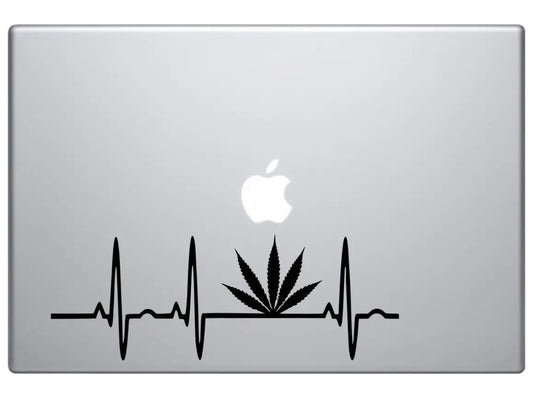 Arts Cannabis Heartbeat MARIJUANA LEAF WEED POT- Car Truck Notebook Vinyl Decal Sticker 8 inches black