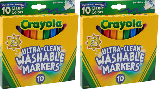 Crayola Ultraclean Broadline Classic Washable Markers (10 Count) (Pack of 2)